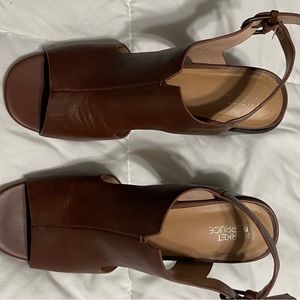 Market & Spruce | Brown Leather Heeled Sandals | Size 9